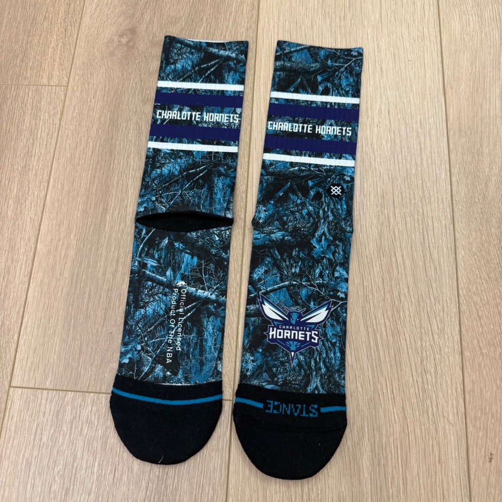 Stance NBA Charlotte Hornets Crew Socks Blue Teal Camo Mens Size Large L
